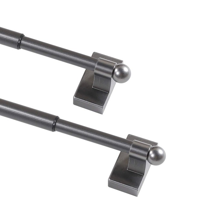 Magnetic Curtain Rods for Metal Doors MultiUse Curtain Rods for Small Windows Cafe Sidelight and Iron Steel Places 12 Inch Diameter Tool Free 2 Pack Adjust from 16 to 28 Inch Pewter