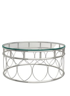 RIGID Stainless Steel Round Coffee Table with Glass Top  46x100x100cm  - Image 2