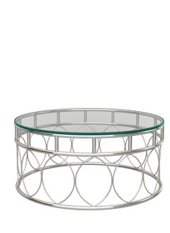 RIGID Stainless Steel Round Coffee Table with Glass Top  46x100x100cm  - Image 3