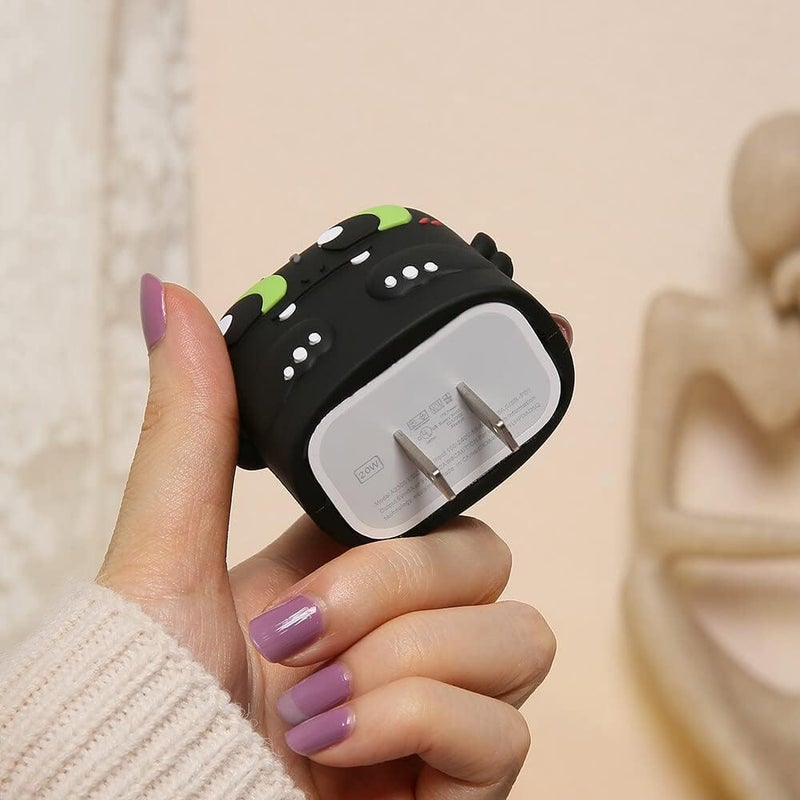 CELLMASTER Charger Case Cover with Full Cable Protector 3D Cute Pattern Compatible for iPhone 16, 13, 15, 14 (Black 3D) 18W & 20W - Image 2