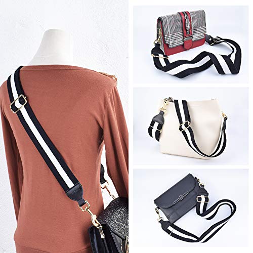 CLOUDMUSIC Handbag Strap Replacement Crossbody Strap Purse Strap For Women Girls (Black and White) - Image 2