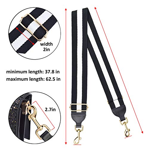 CLOUDMUSIC Handbag Strap Replacement Crossbody Strap Purse Strap For Women Girls (Black and White) - Image 3