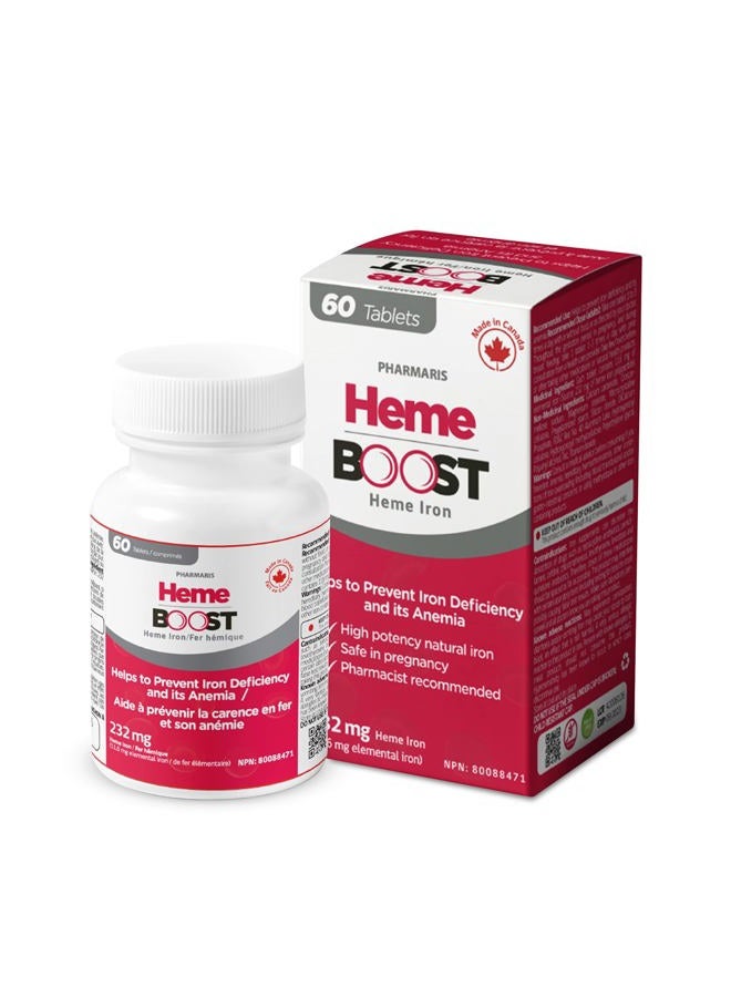 Heme Boost 11.6Mg (232Mg Iron) I 60 Tablets High Potency Natural Iron Supplement Absorption & Gentle On Stomach Pills For Adults Safe Use In Pregnancy - Image 1