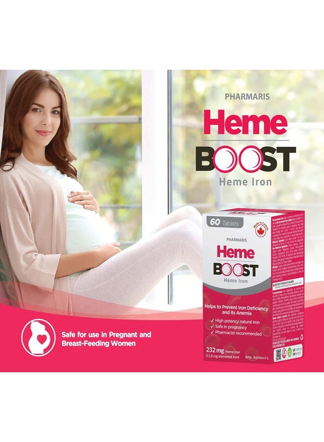 Heme Boost 11.6Mg (232Mg Iron) I 60 Tablets High Potency Natural Iron Supplement Absorption & Gentle On Stomach Pills For Adults Safe Use In Pregnancy - Image 2