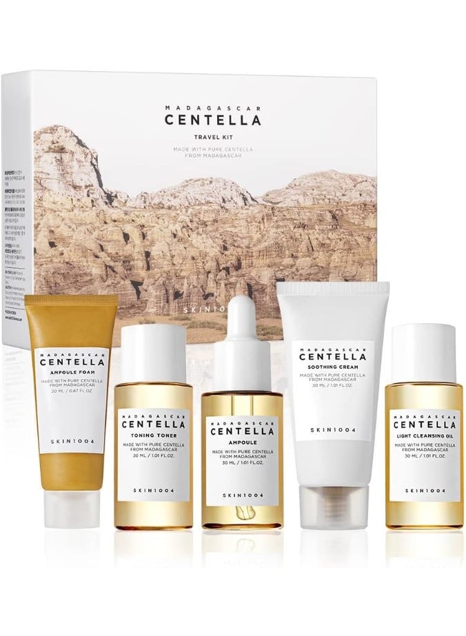 Madagascar Centella Travel Kit, Toner, Ampoule, Soothing Cream, Cleansing Oil, Ampoule Foam, Basic Skincare Box, Compact Size, Soothing Calming