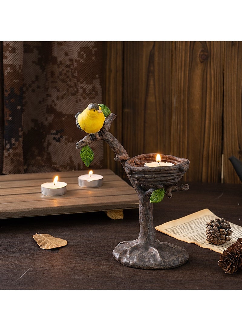 general Vintage Bird Nest Candle Holder Rustic Style Decorative Candlestick for Living Room Desktop Table Home Decoration - Image 3
