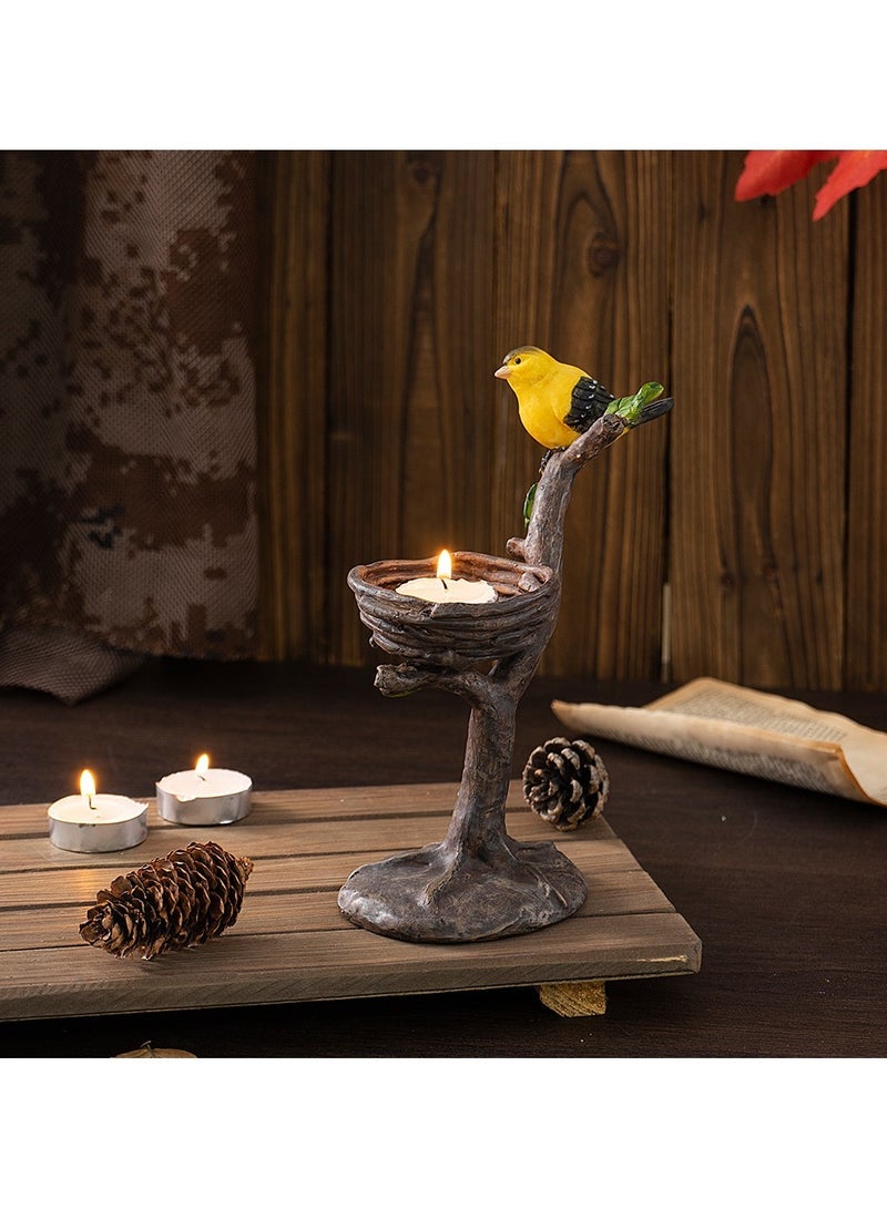general Vintage Bird Nest Candle Holder Rustic Style Decorative Candlestick for Living Room Desktop Table Home Decoration - Image 2