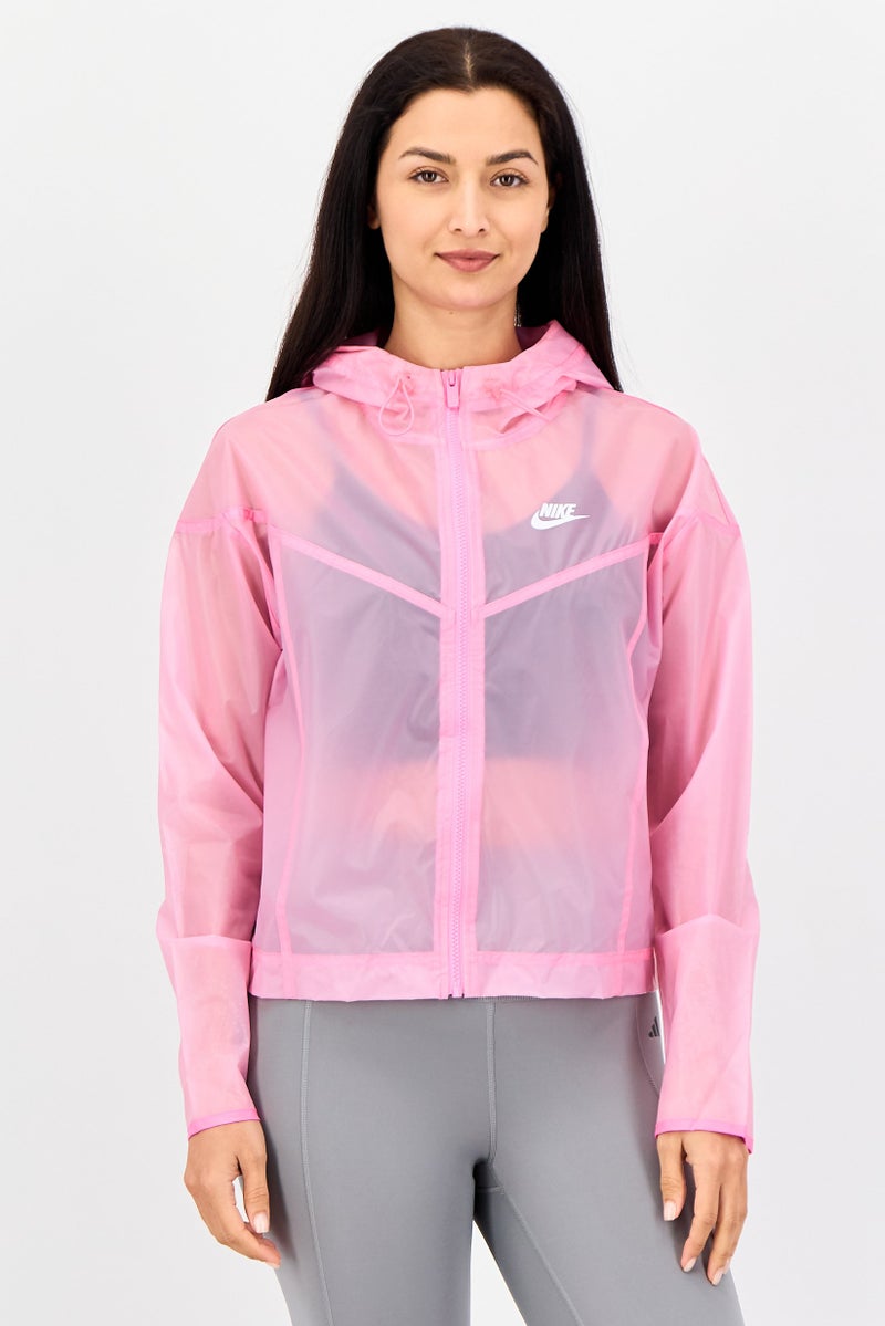 Nike Women Loose Fit Long Sleeve Outdoor Windrunner Jacket, Pink - Image 1