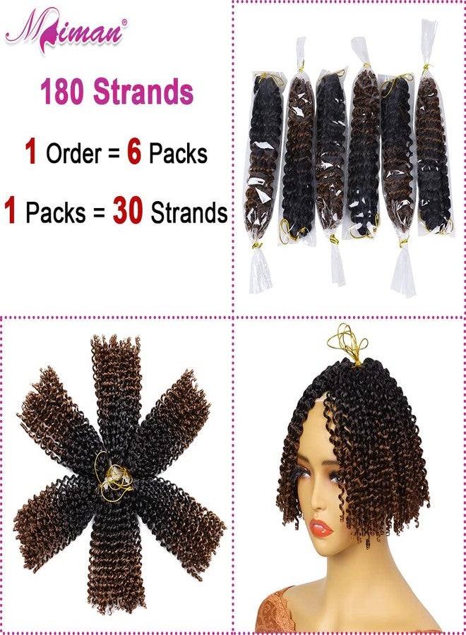 MIMAN 6 Packs 8 Inch Short Passion Twist Crochet Braids Kinky Curly Marlybob Jerry Curl Crochet Hair Synthetic Hair Extentions for Black Women DIY Bun Braided Ponytail Hairstyle Black to Brown - Image 3