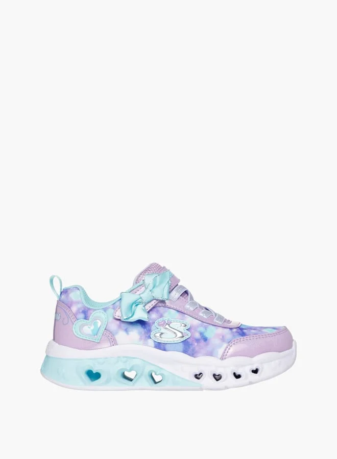 SKECHERS Girls' Logo Detail Sneakers with Hook and Loop Closure - FLUTTER HEART LIGHTS