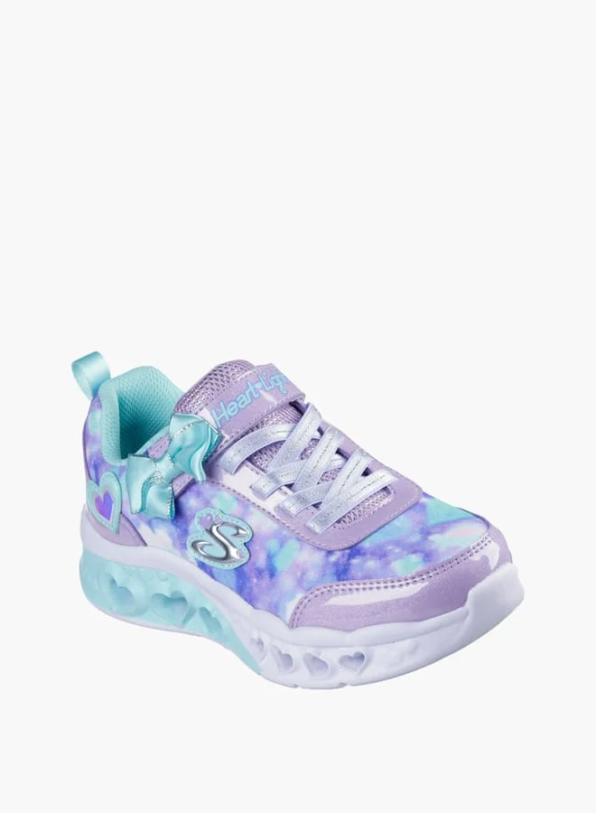 SKECHERS Girls' Logo Detail Sneakers with Hook and Loop Closure - FLUTTER HEART LIGHTS
