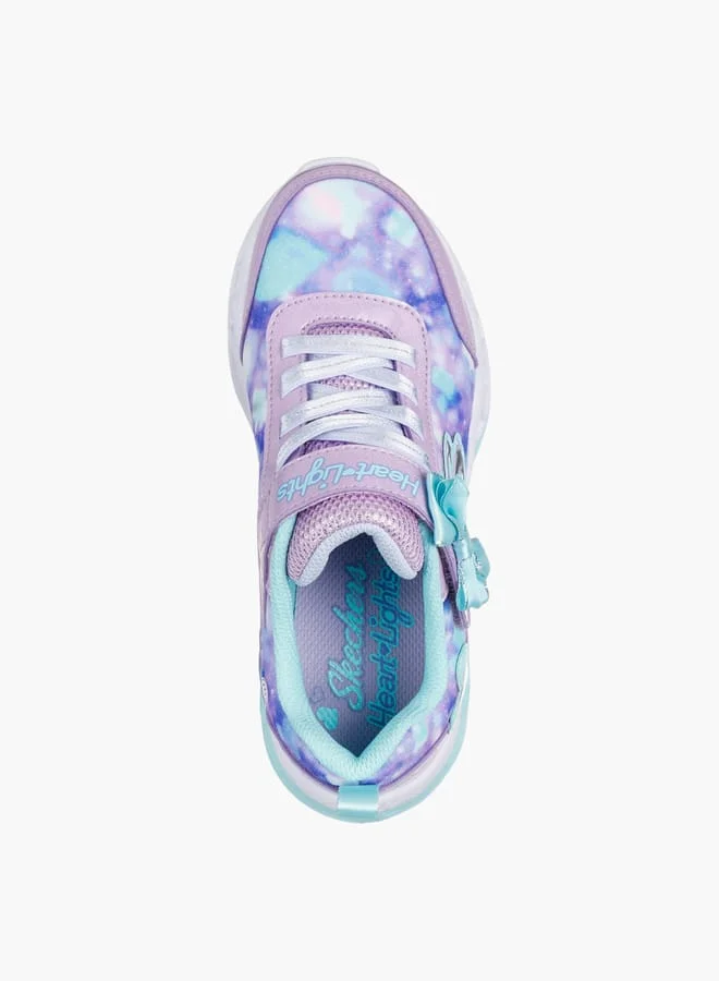 SKECHERS Girls' Logo Detail Sneakers with Hook and Loop Closure - FLUTTER HEART LIGHTS