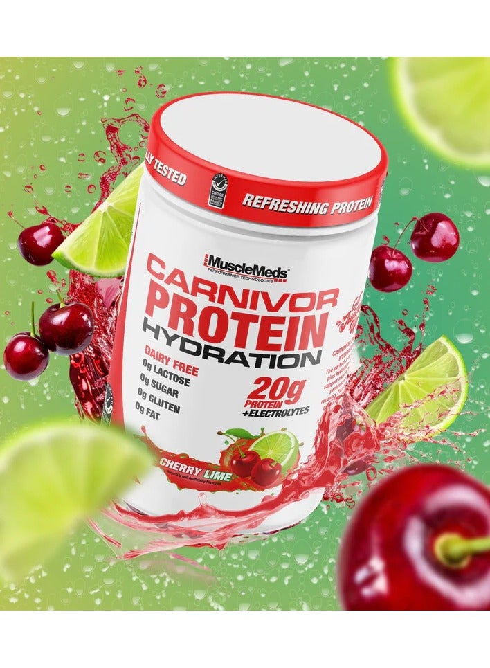 MuscleMeds Carnivor Protein Hydration Drink Powder, 20g Refreshing Protein Isolate, Lactose Free, Sugar Free, Electrolytes, Muscle Building, Recovery, Halal Certified, Cherry Lime, 20 Serve - Image 2