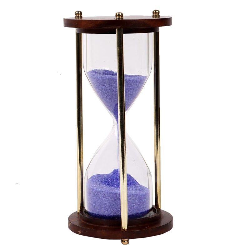 Exim Decor Exim Decor Wooden and Brass Purple Sand Timer Hour Glass Sandglass Clock Ideal for Exercise Tea Making Antique Nautical Dcor Theme Height 55 Inches 5 Minutes - Image 4