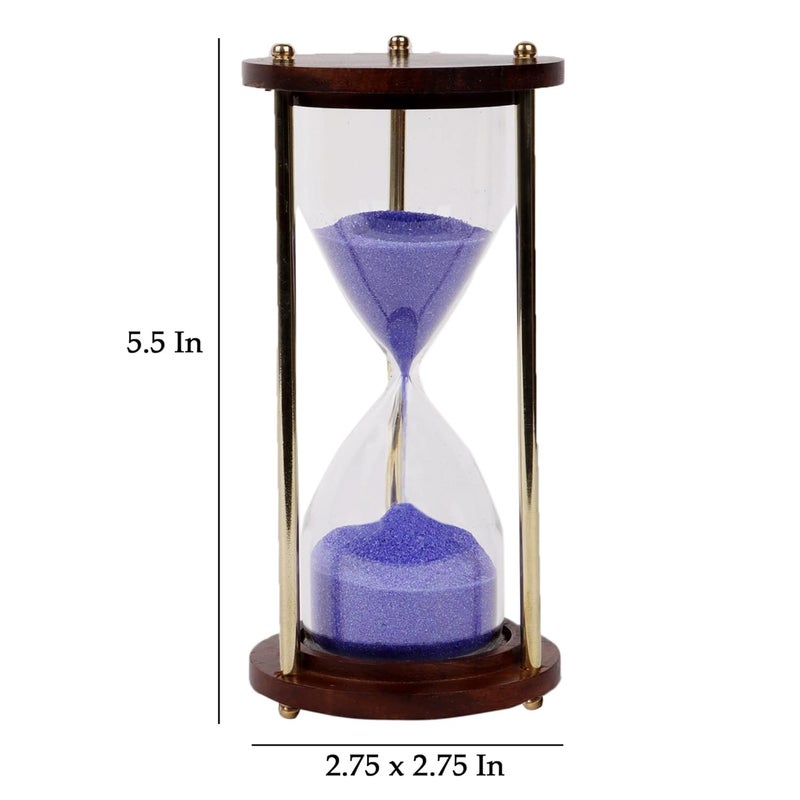 Exim Decor Exim Decor Wooden and Brass Purple Sand Timer Hour Glass Sandglass Clock Ideal for Exercise Tea Making Antique Nautical Dcor Theme Height 55 Inches 5 Minutes - Image 2