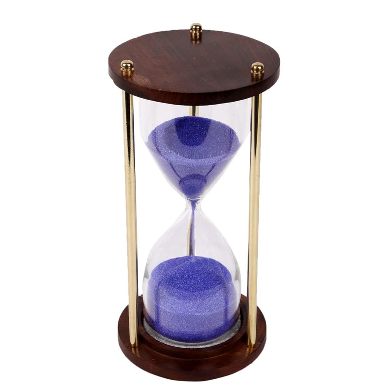 Exim Decor Exim Decor Wooden and Brass Purple Sand Timer Hour Glass Sandglass Clock Ideal for Exercise Tea Making Antique Nautical Dcor Theme Height 55 Inches 5 Minutes - Image 3