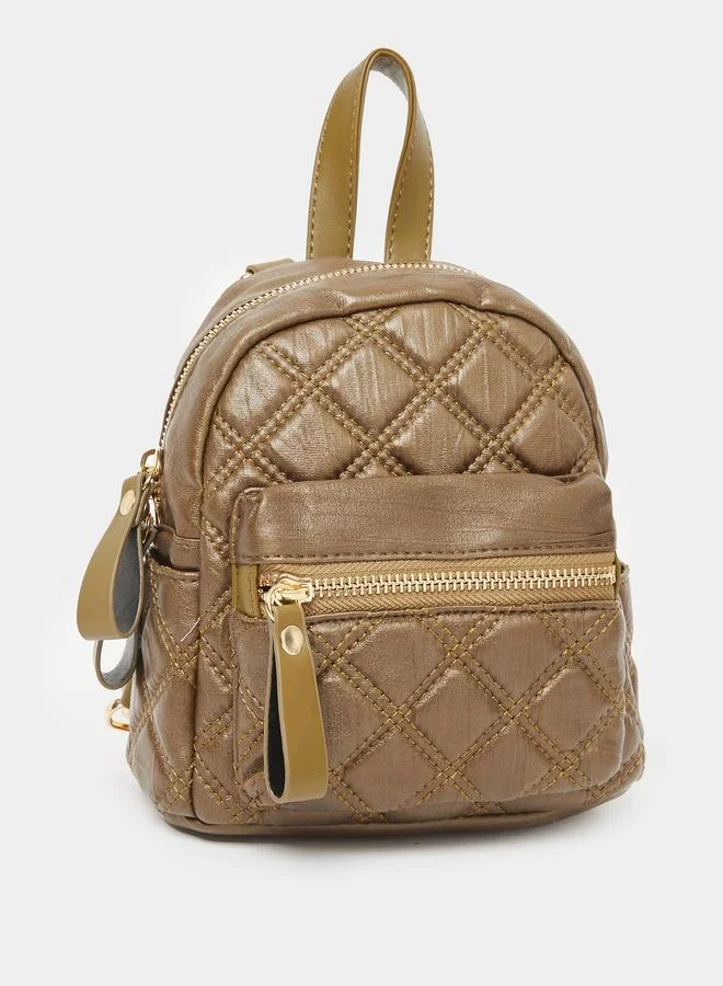 Styli Styli Brown Quilted Mini Backpack