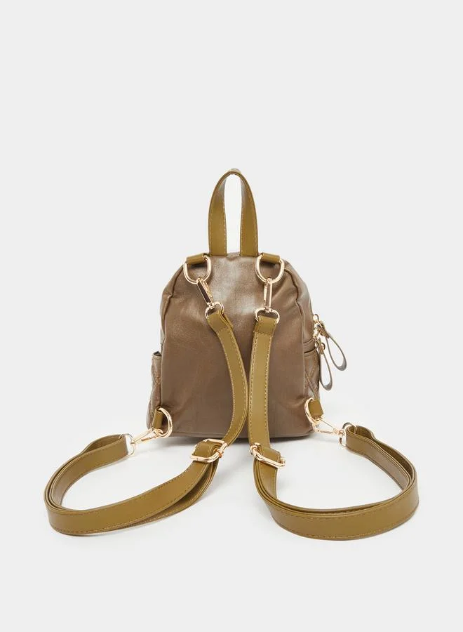 Styli Styli Brown Quilted Mini Backpack