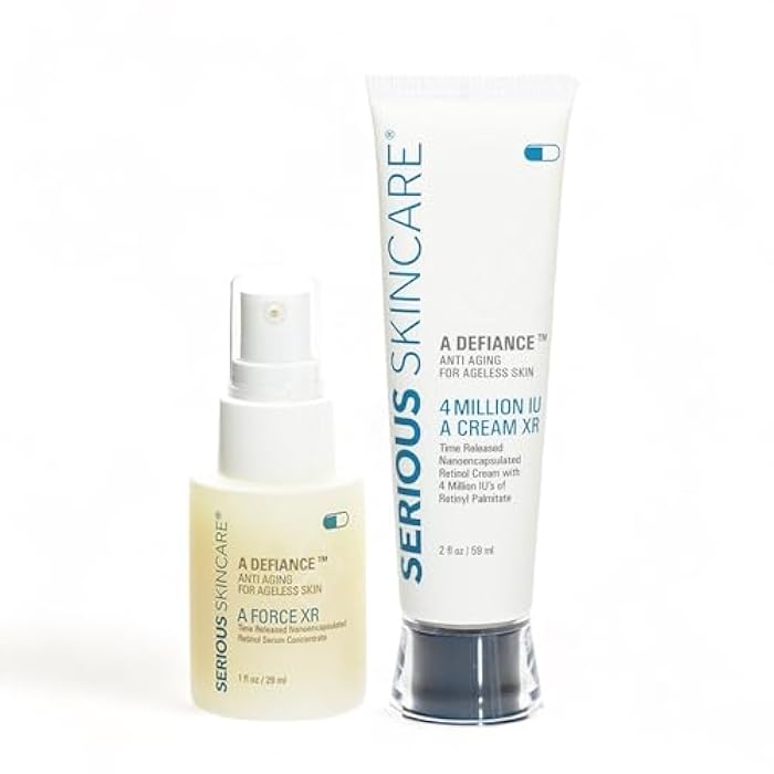 Serious Skincare Retinol Fine Lines and Wrinkles Skin Care Set - A Force XR Serum and A Cream XR Moisture Cream for Face - Anti-Aging - Minimize Post Acne Marks - Resurface and Hydrate - Serious Skincare - Image 1