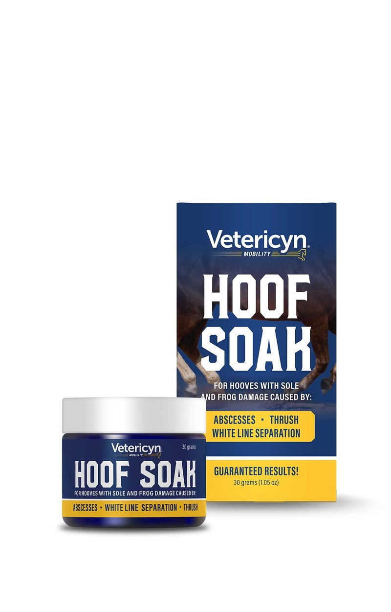 Vetericyn Hoof Soak for Hooves with Sole and Frog Damage Caused by Abscesses, White Line Separation, and Thrush. Works with Just One Application. Single Use Hoof Treatment. 30 Grams