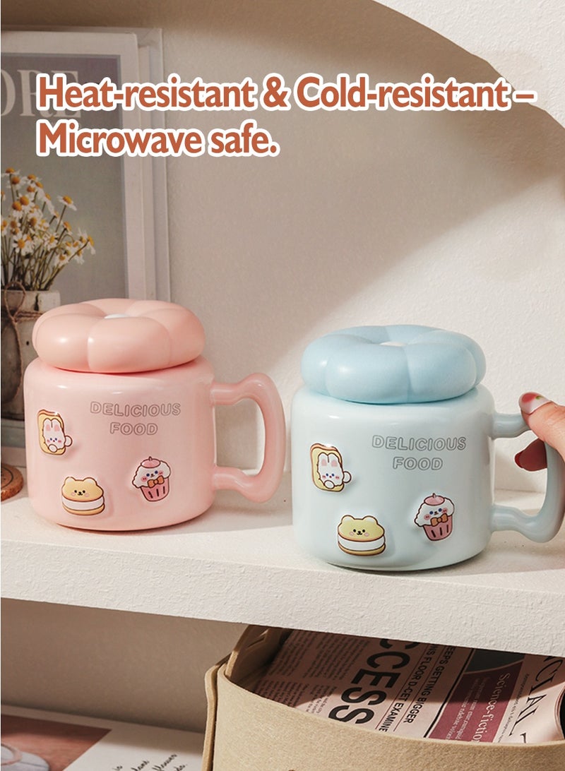 BEIRUI Ceramic Coffee Cup, Creative Cute Design, Milk Cup with Lid, Suitable for Office and Home Use - Image 5