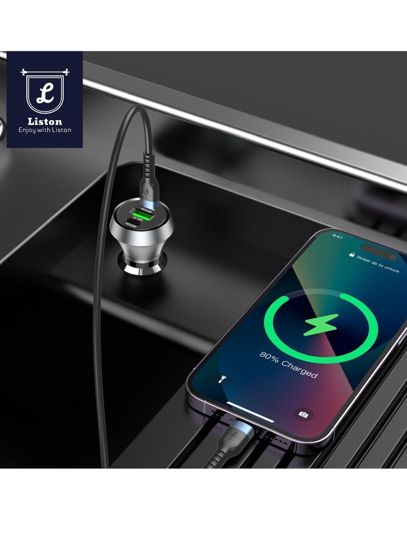 Liston - Fast Car Charger Hight Quality 2 PD Port And 1 Port USB QC 3.0 Fast Charger And Safe - Image 1