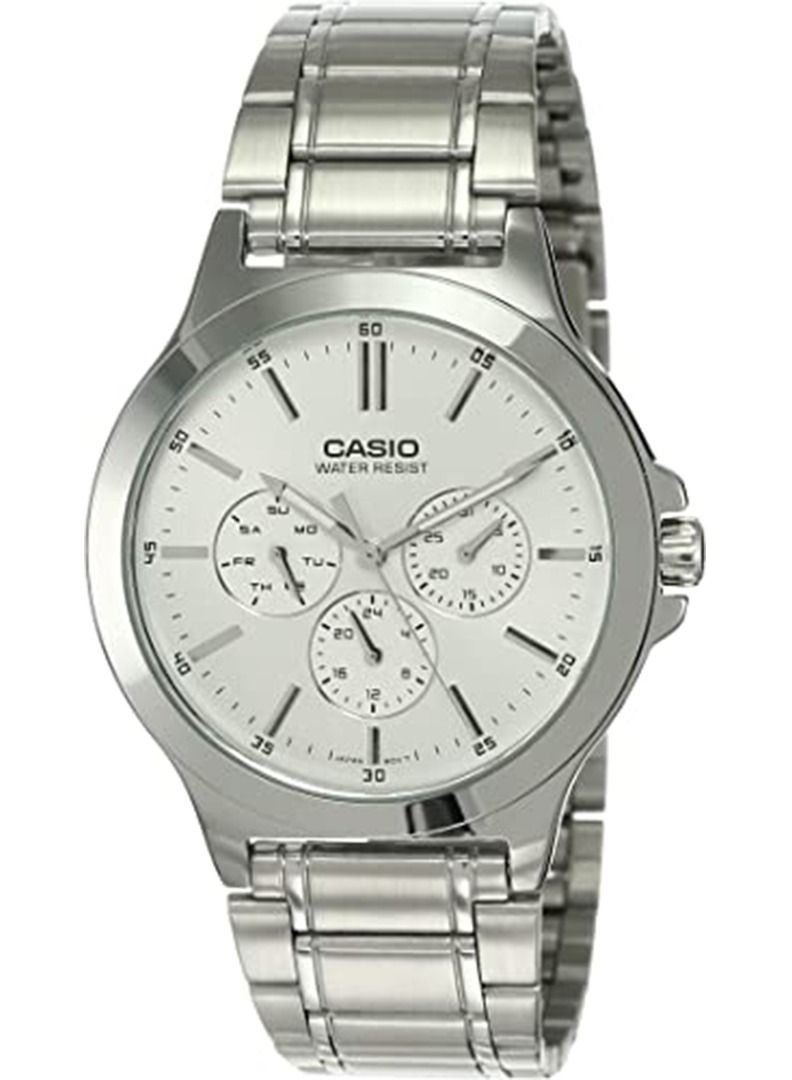 CASIO Men's Enticer Water Resistant Analog Watch MTP-V300D-7AUDF - 47 mm - Silver - Image 1