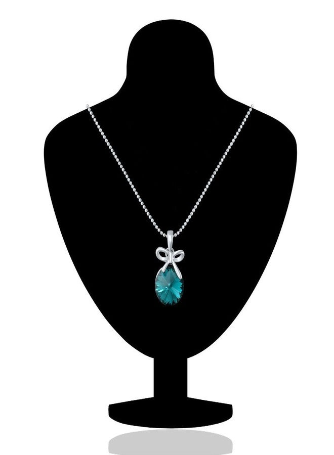 Mahi Green Bow Rhodium Plated Pendant with Chain for Women PS1194080RGre - Image 2