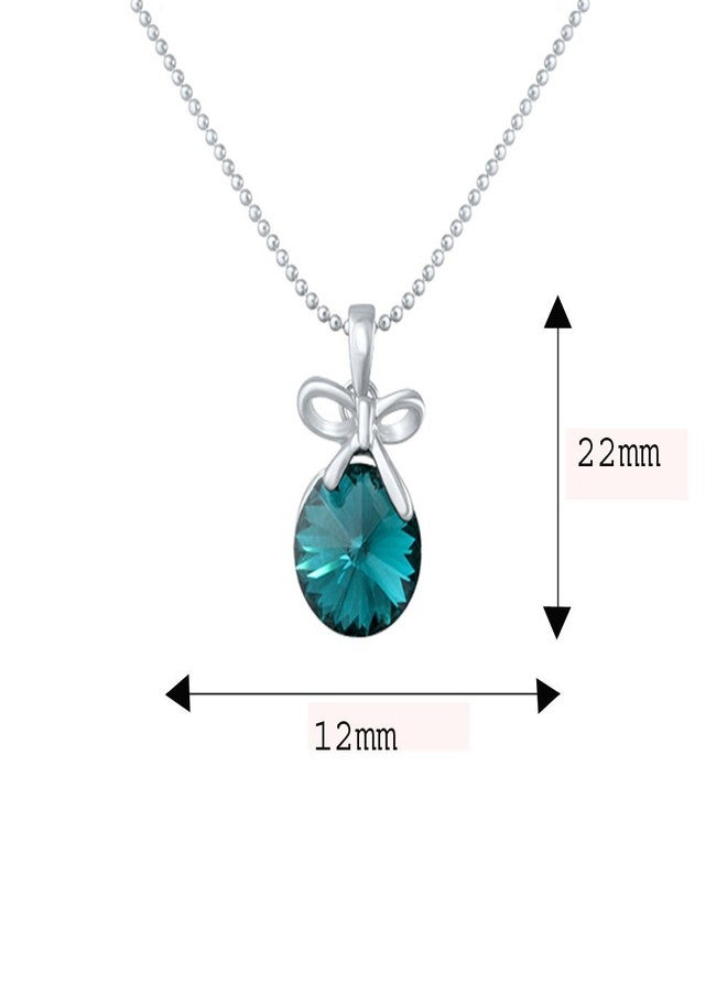 Mahi Green Bow Rhodium Plated Pendant with Chain for Women PS1194080RGre - Image 3