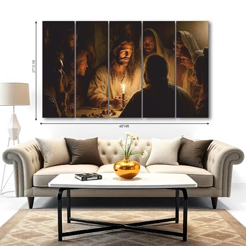 The Castle Decor Jesus christ last supper assembly painting with frame Big Size(27x48) Wall art for living room,Bedroom,Drawing room,Hotels-Wooden Framed-Digital Painting - Image 2