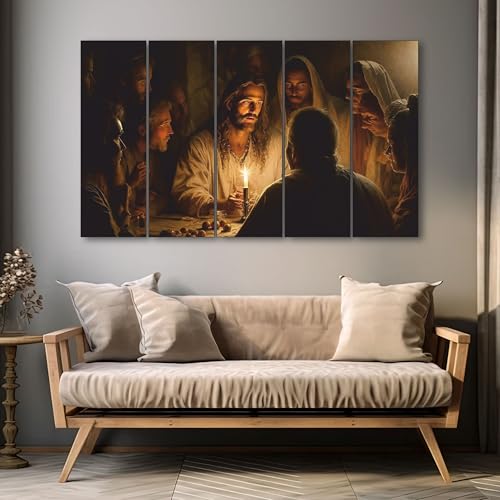 The Castle Decor Jesus christ last supper assembly painting with frame Big Size(27x48) Wall art for living room,Bedroom,Drawing room,Hotels-Wooden Framed-Digital Painting - Image 3