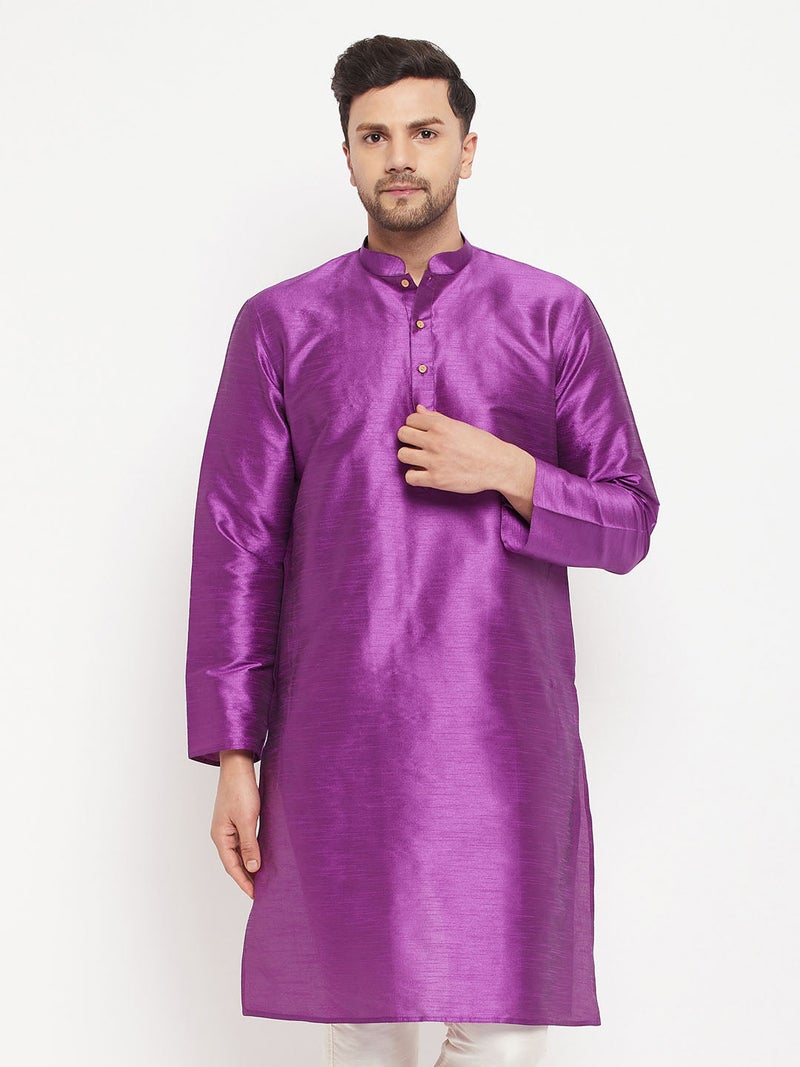 PRASHA Men's Purple Silk Blend Kurta Only - Image 1