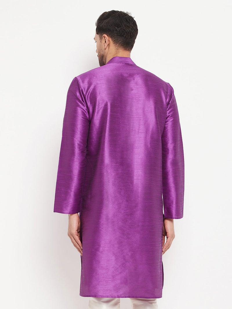 PRASHA Men's Purple Silk Blend Kurta Only - Image 3