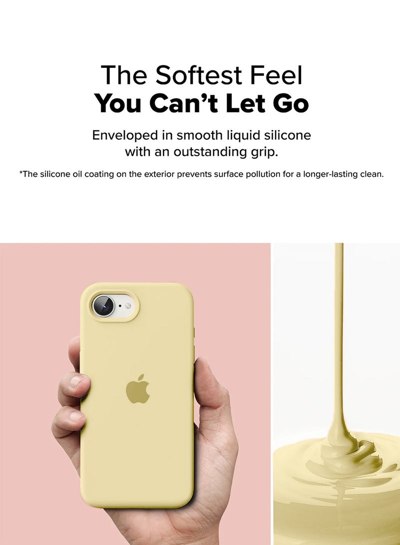 Wtech Apple iPhone 16e 5G 2025 Premium Soft Liquid Silicone Case Cover (MCRPSN) - Light Yellow - Image 4