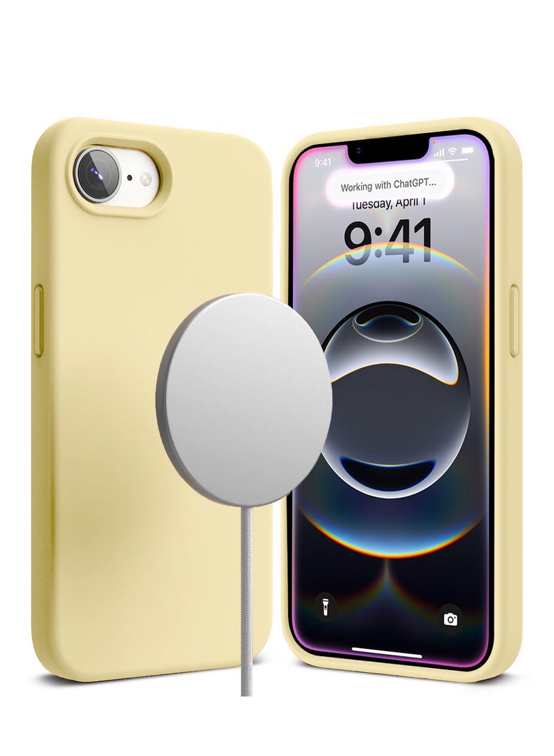 Wtech Apple iPhone 16e 5G 2025 Premium Soft Liquid Silicone Case Cover (MCRPSN) - Light Yellow - Image 2