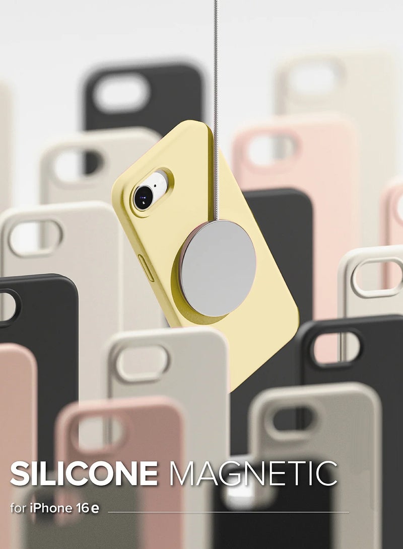 Wtech Apple iPhone 16e 5G 2025 Premium Soft Liquid Silicone Case Cover (MCRPSN) - Light Yellow - Image 3