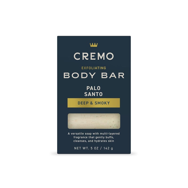 Cremo Exfoliating Body Bar for Men, Palo Santo Scent, Multi-Layered Fragrance That Buffs, Cleanses and Hydrates Skin, 5oz