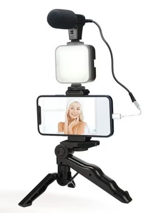 AY-49 Video Making Tripod Kit With LED Light, Microphone & Wireless Remote - Image 4