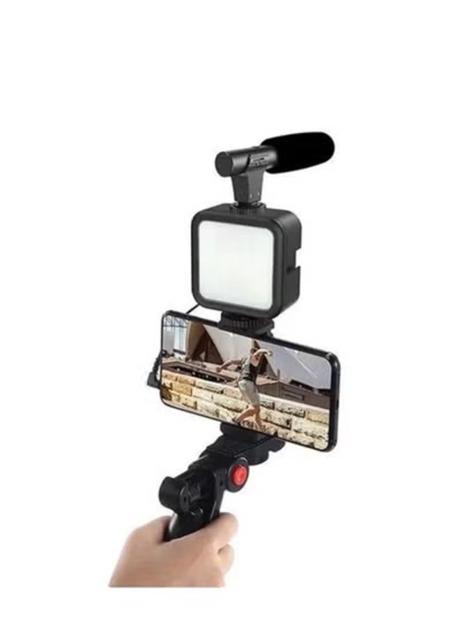 AY-49 Video Making Tripod Kit With LED Light, Microphone & Wireless Remote - Image 2