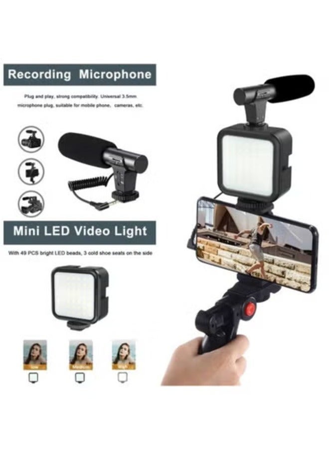 AY-49 Video Making Tripod Kit With LED Light, Microphone & Wireless Remote - Image 5