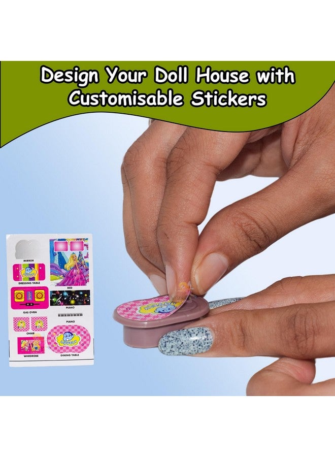 ويش كي بيت دمى بلاستيكي للأطفال من ويشكي، مجموعة لعب الأدوار، بيت دمى للبنات، مجموعة بيت دمى مع 9 ملحقات، بيت ألعاب للبنات، صنع في الهند، أخضر فاتح، 3 سنوات فأكثر (عبوة من قطعة واحدة) - Image 4