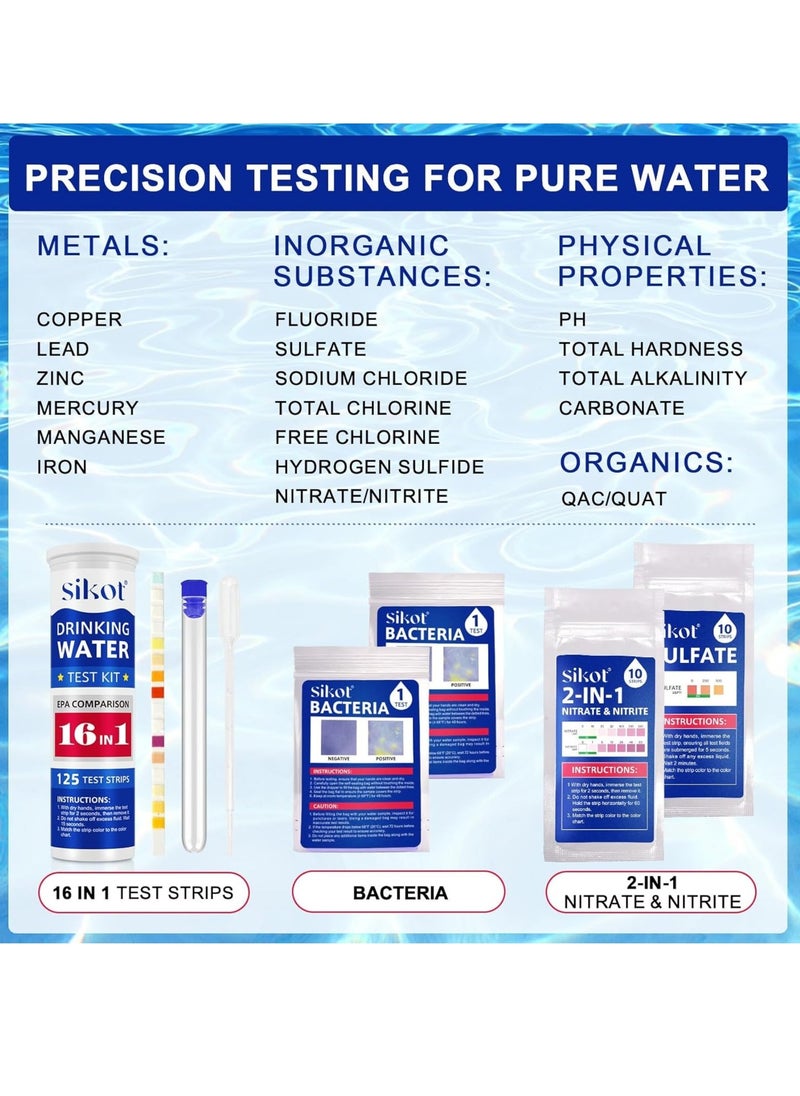 SIKOT - Drinking Water Test Kit Quick and Accurate Hard Water Test Kit for Home Tap Well and Pool 20 in 1 Water Testing Kits for Drinking Water Strips with Lead Test Kit - Image 1