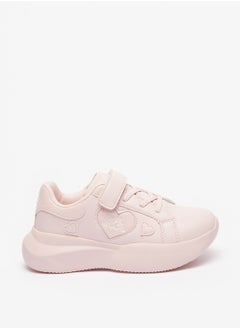 Girls Heart Detail Sneakers with Hook and Loop Closure