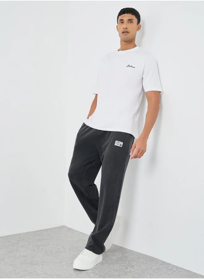 ستايلي Styli Badge Detail Oversize Joggers with Drawstring