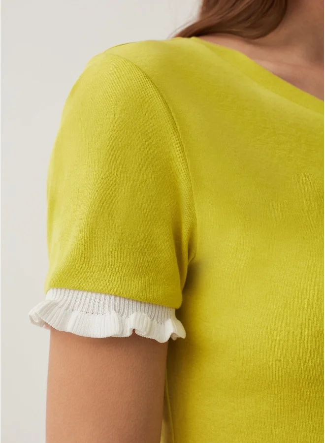 او في اس Cotton T-shirt with contrasting frill