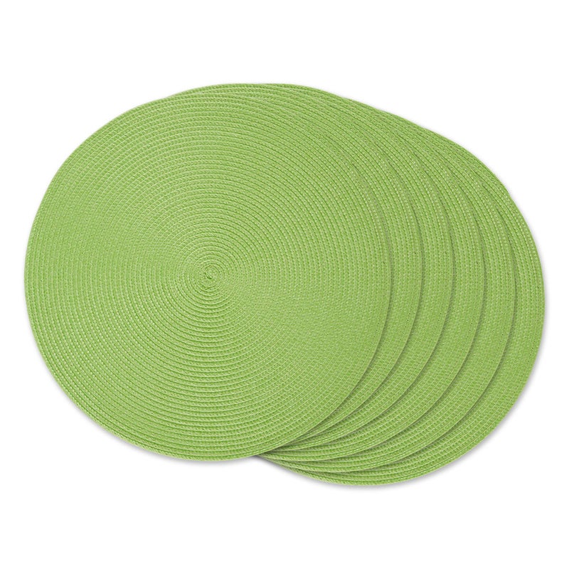 DII Classic Woven Tabletop Collection IndoorOutdoor Placemat Set Round 15 Diameter Lime 6 Piece