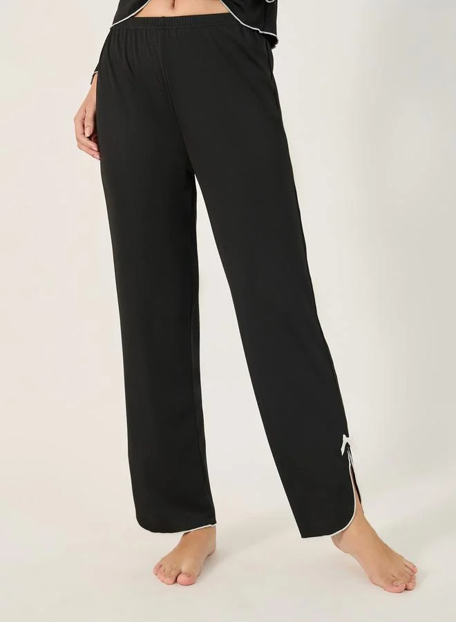 Styli Solid Long Sleeve Button Front Pajama Set
