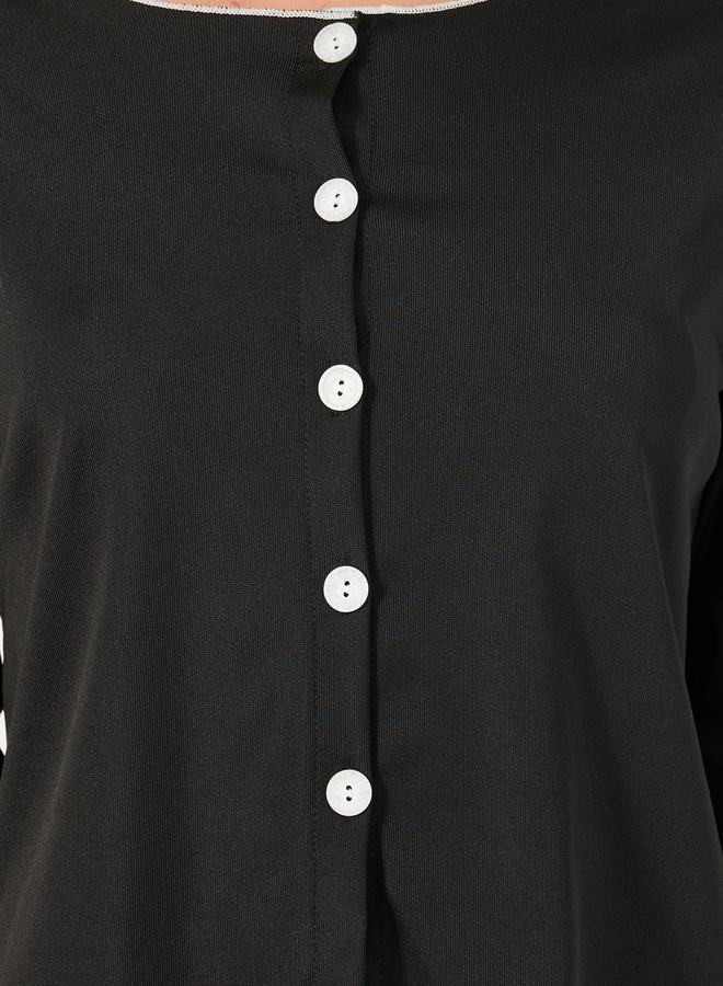 Styli Solid Long Sleeve Button Front Pajama Set  - Image 5