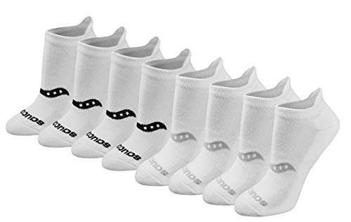 Saucony Women's RunDry Performance 8, 16 Pairs Heel Tab Athletic Socks, S-L, Basic White (8 Pairs), Medium - Image 1