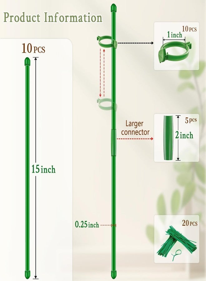 SupKing Plant Stakes 15 inch 10Pcs with Clips Extendable Orchid Stick - Image 2